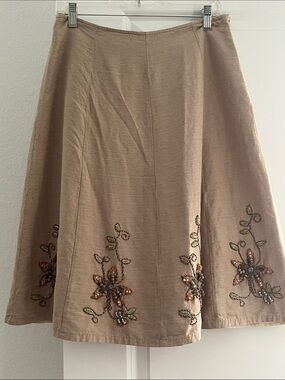 SILK LAND  Floral Silk A-Line Skirt